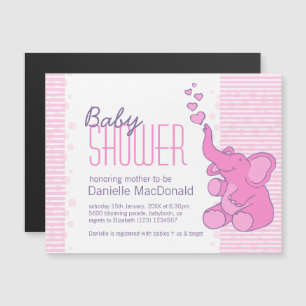 Niedliche Elephant Babydusche hübsch rosa Streifen Magneteinladung