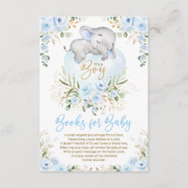Niedliche Elephant Blue Gold Floral Books für Baby Begleitkarte