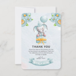 Niedliche Elephant Boy Geburtstagsparty Dankeskarte