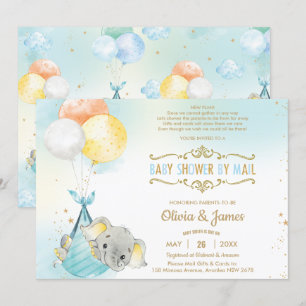 Niedliche Elephant Boy Virtual Baby-Dusche per Mai Einladung