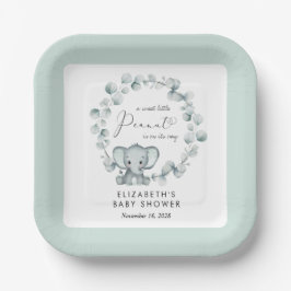 Niedliche Elephant Eucalyptus Baby Dusche Pappteller