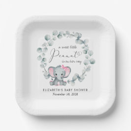 Niedliche Elephant Eucalyptus Baby Girl Dusche Pappteller