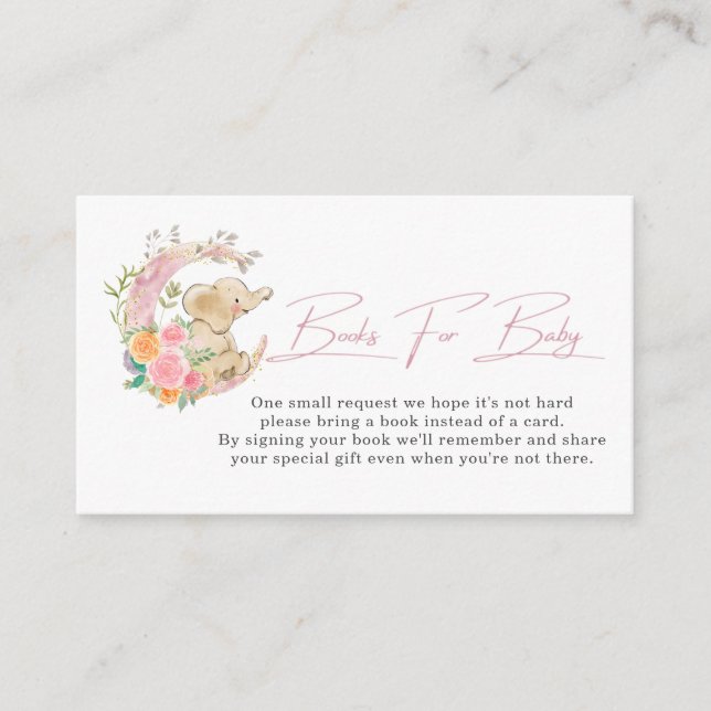 Niedliche Elephant Floral Moon Babydusche Anfrage Begleitkarte (Vorderseite)