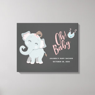 Niedliche Elephant Girl Baby Dusche Leinwanddruck