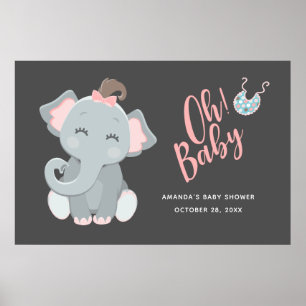 Niedliche Elephant Girl Baby Dusche Poster