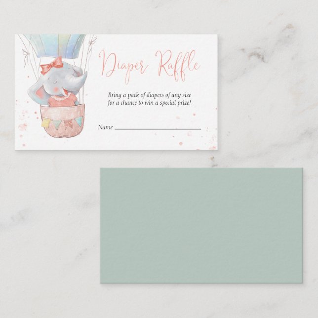 Niedliche Elephant Girl Dusche Windelwaschkarte Begleitkarte (Vorne/Hinten)