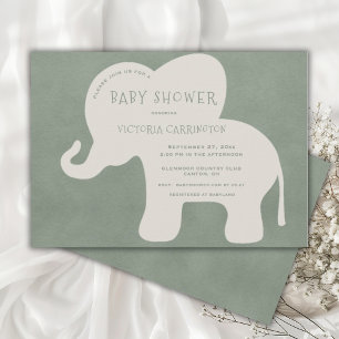 Niedliche Elephant Green Baby Dusche Einladung