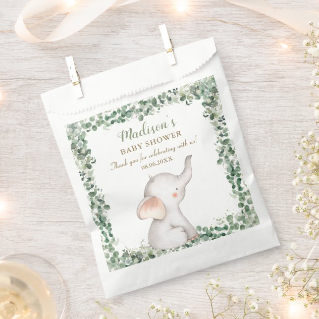 Niedliche Elephant Greenerge Gender Neutral Baby D Geschenktütchen (Ausgeschnitten)