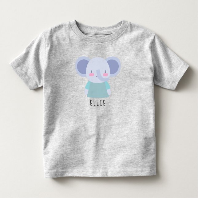 Niedliche Elephant Illustration - Anpassbar Kleinkind T-shirt (Vorderseite)