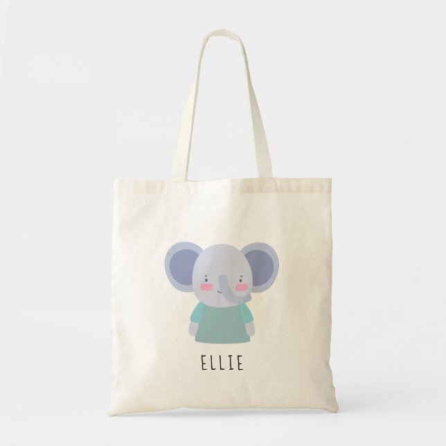 Niedliche Elephant Illustration - Anpassbar Tragetasche (Vorne)