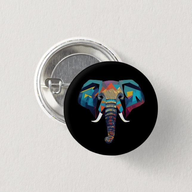 Niedliche Elephant Low-Poly-Abbildung Button (Vorne & Hinten)