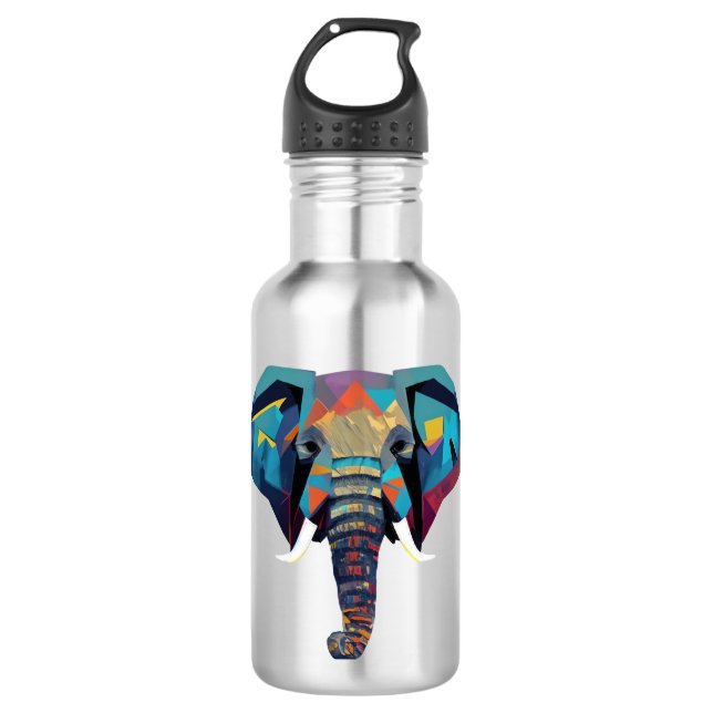 Niedliche Elephant Low-Poly-Abbildung Edelstahlflasche (Vorderseite)