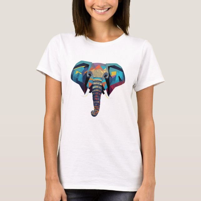 Niedliche Elephant Low-Poly-Abbildung T-Shirt (Vorderseite)