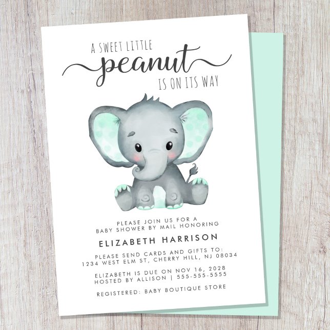 Niedliche Elephant Mint Babydusche per Post Einladung (Cute gender-neutral baby shower by mail invitation)