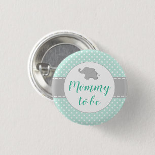 Niedliche Elephant Mint Green Baby Dusche Mommy zu Button