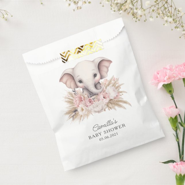 Niedliche Elephant Pink Boho Girl Babydusche Geschenktütchen (Versiegelt)