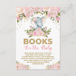 Niedliche Elephant Pink Floral Baby Girl Buchanfra Begleitkarte