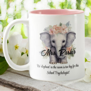 Niedliche Elephant School Psychologe Quotentherapi Zweifarbige Tasse