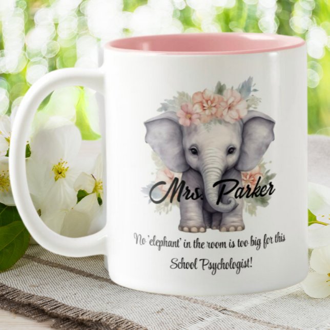 Niedliche Elephant School Psychologe Quotentherapi Zweifarbige Tasse (Von Creator hochgeladen)