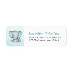Niedliche Elephant Turquiose Baby Dusche Rücksende