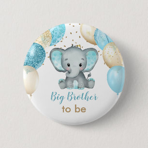Niedliche Elephant Turquiose Gold Balloons Babydus Button