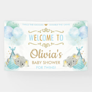Niedliche Elephant Twins Boys Babydusche Hintergru Banner