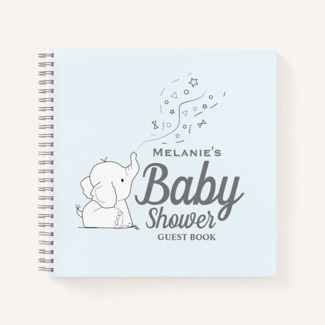 Niedliche Elephant und Confetti Blue Baby Duwer Gu Notizbuch (Vorderseite)