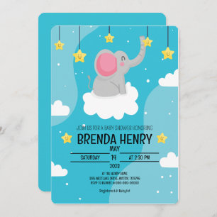 Niedliche Elephant Watercolor Babydusche Ankündigung