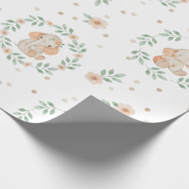 Niedliche Elephant Watercolor Green Kranz Kinderdu Geschenkpapier