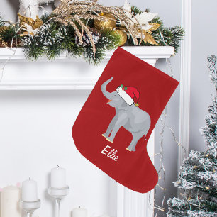 Niedliche Elephant-Weihnachtsmannmütze Personalis Großer Weihnachtsstrumpf
