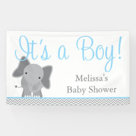 Niedliche Elephant Zickzack Light Blue Baby Dusche Banner