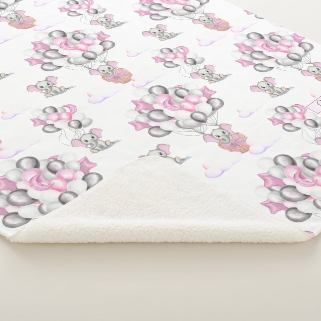Niedliche Elephants Balloons & Clouds Baby Girl Sherpadecke (3/4)