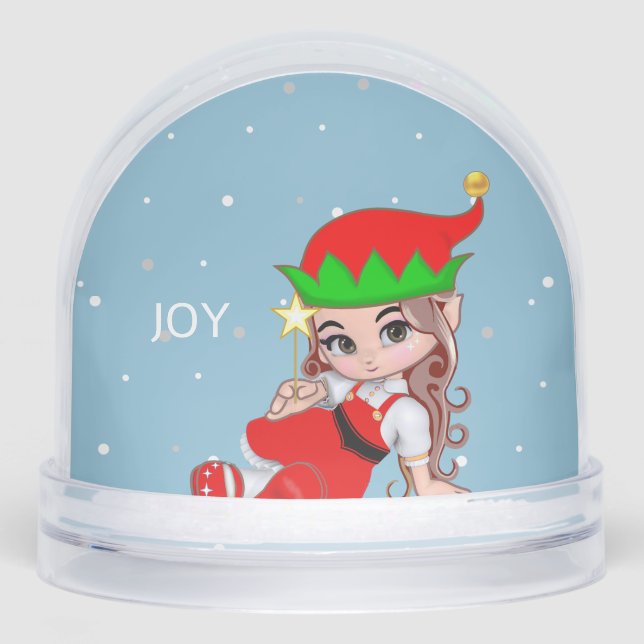 Niedliche Elf Fairy mit Star Snow Globe Schneekugeln (Vorderseite)