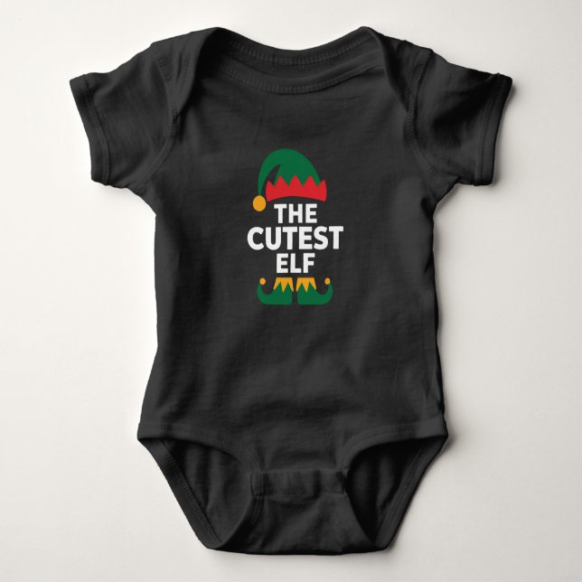 Niedliche Elf Matching-Familie Weihnachten Baby Strampler (Vorderseite)