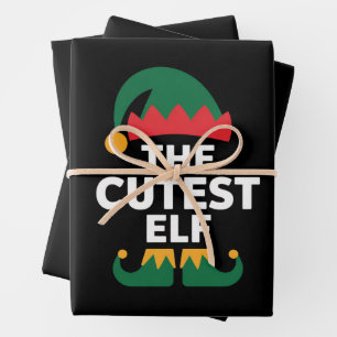 Niedliche Elf Matching-Familie Weihnachten Geschenkpapier Set