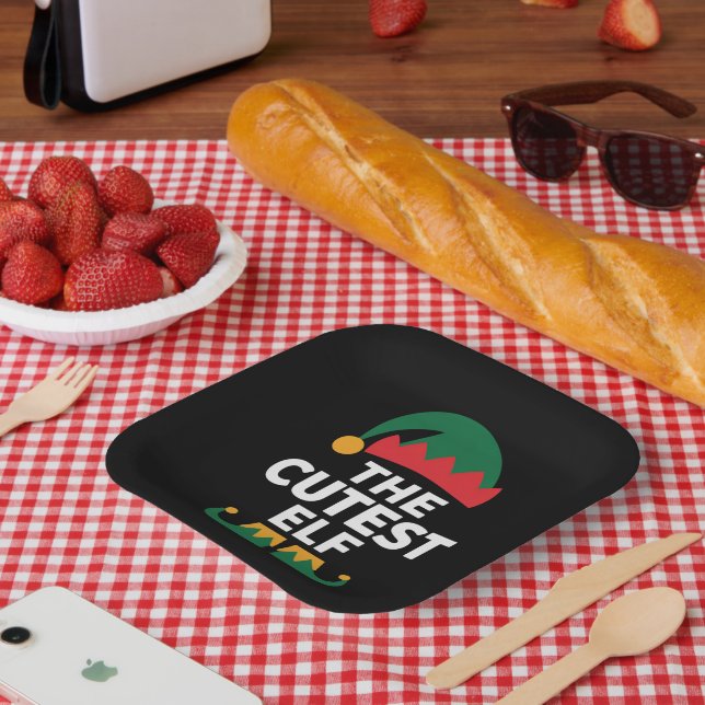 Niedliche Elf Matching-Familie Weihnachten Pappteller (Picknick)