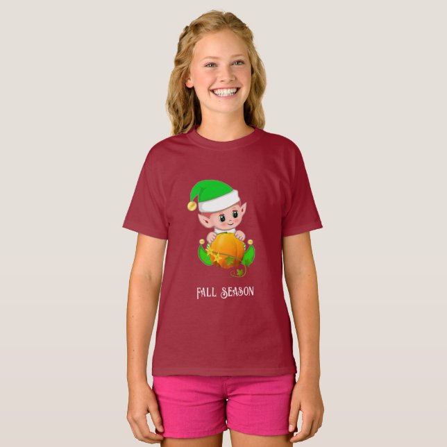 Niedliche Elf & Pumpkin Fall Saison T-Shirt (Vorne ganz)