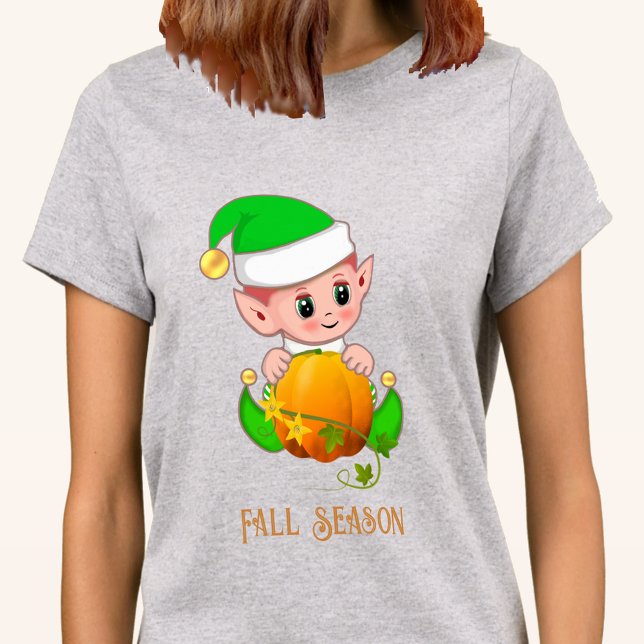 Niedliche Elf & Pumpkin Fall Saison T-Shirt (Von Creator hochgeladen)