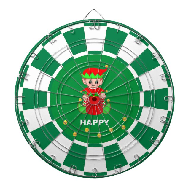 Niedliche Elf und Goldconfetti auf Grün und Weiß Dartscheibe (vorne)