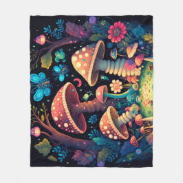 Niedliche Elfen spielen unter Pilzen Fleecedecke