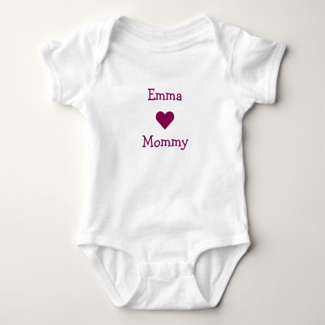 Niedliche Emma Hearts Mommy Liebe Personalisieren Baby Strampler (Vorderseite)