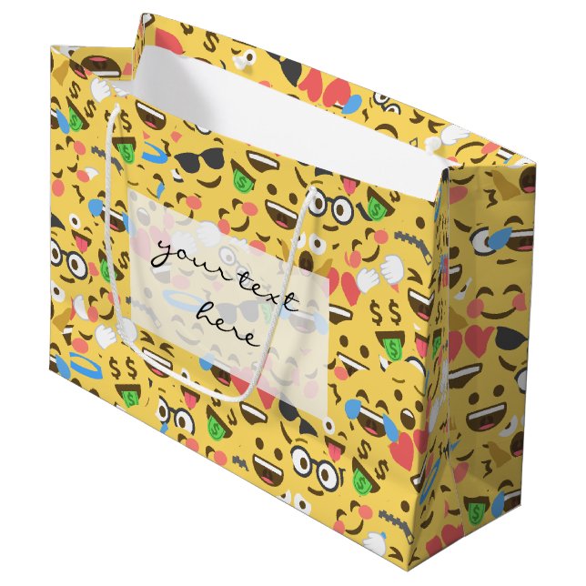 niedliche Emoji-Liebe hört Kuss Lächeln Muster Große Geschenktüte (Vorderseite Schrägansicht)