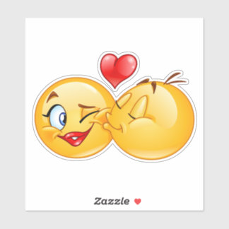 niedliche Emoji Liebe Kuss Aufkleber