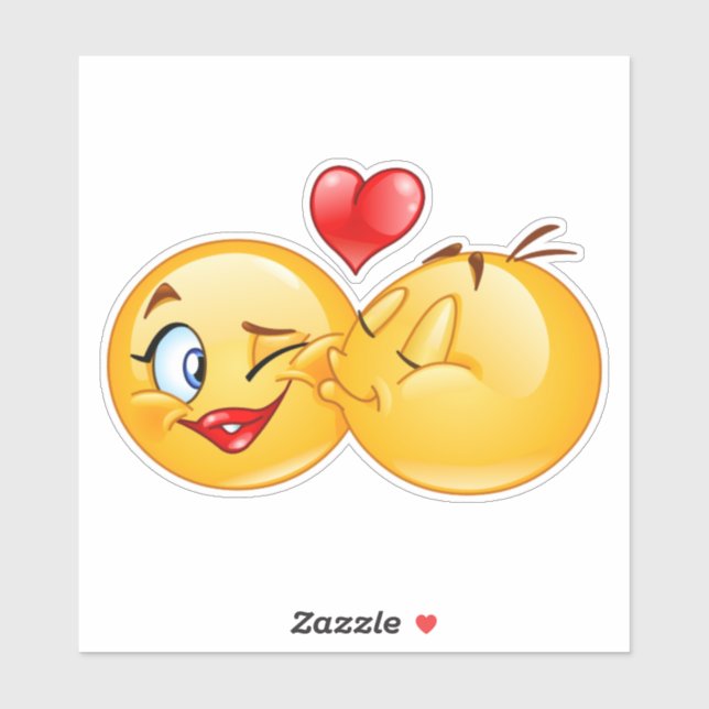niedliche Emoji Liebe Kuss Aufkleber (Blatt)