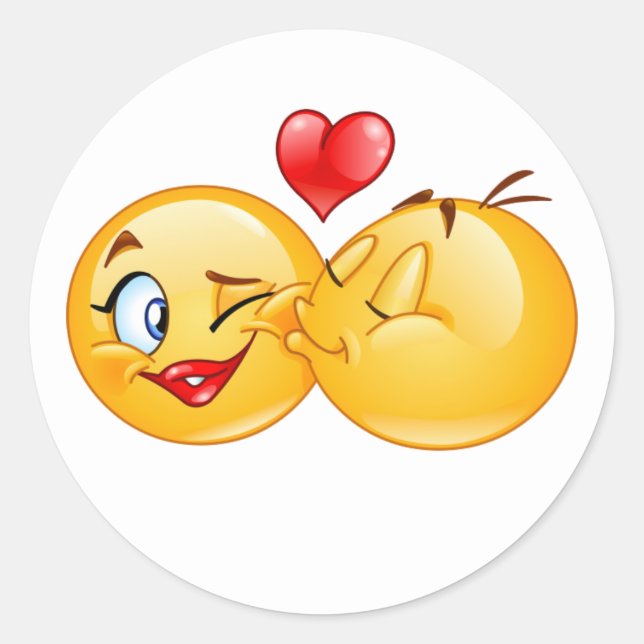 niedliche Emoji Liebe Kuss Runder Aufkleber (Vorderseite)