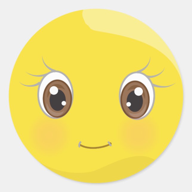 Niedliche Emoji mit Aufklebern aus Eyelasenfasern Runder Aufkleber (Vorderseite)