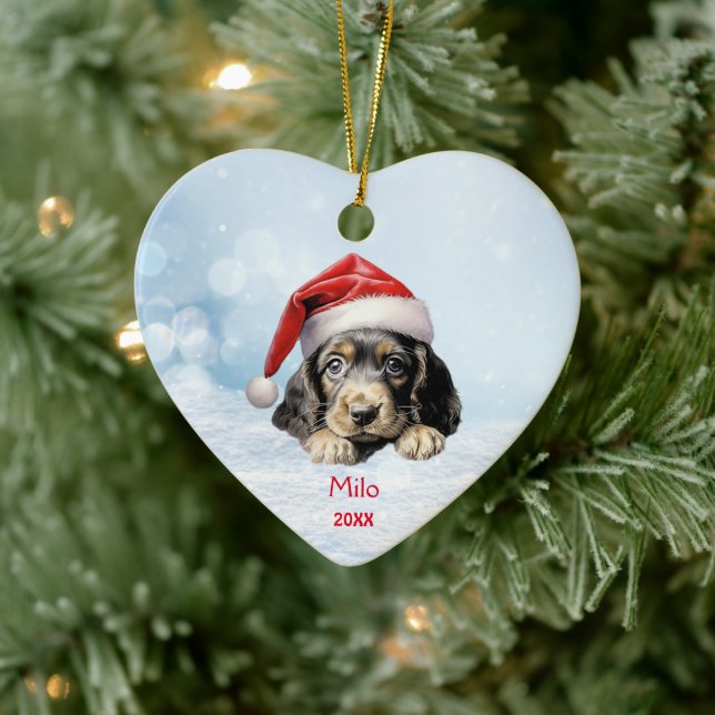 Niedliche Englisch Cocker Spanisch Dog Weihnachtsm Keramik Ornament (Baum)