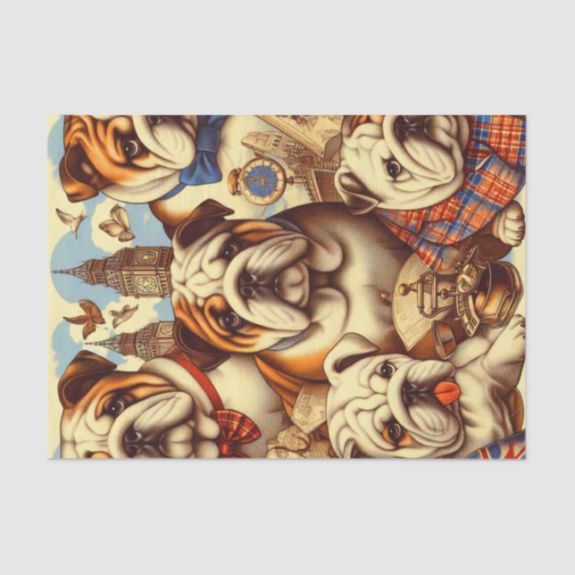 Niedliche englische Bulldogmalerei Seidenpapier (Vorderseite)