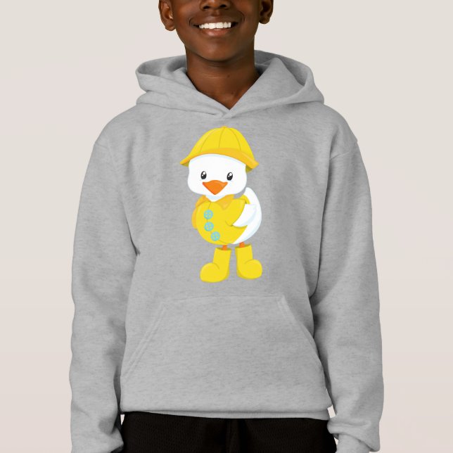 Niedliche Ente, Babyente, Ente im Regenmantel, Reg Hoodie (Vorderseite)