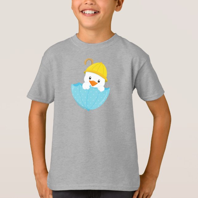 Niedliche Ente, Babyente, Ente mit Regenschirm, Re T-Shirt (Vorderseite)